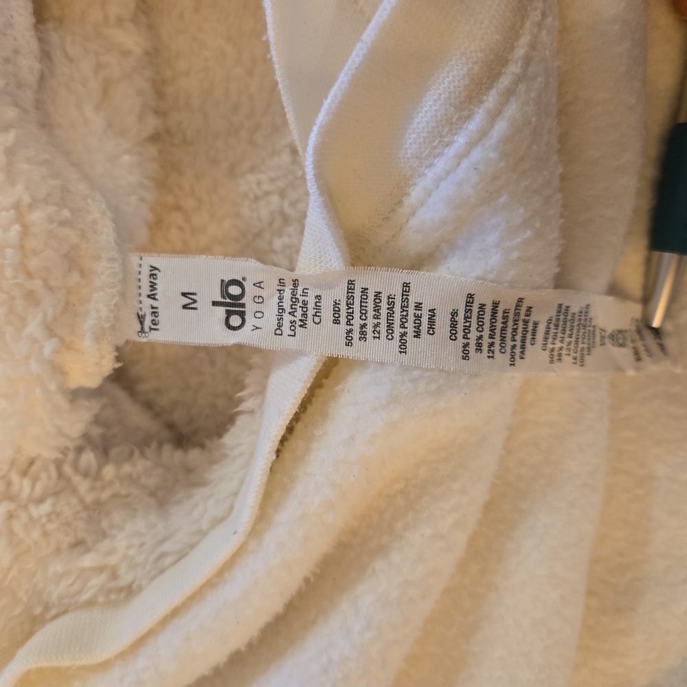 Alo Yoga Womens Activewear Sherpa Pullover Hoodie Cream White Size Medium - Picture 8 of 10